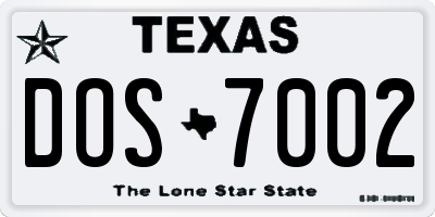 TX license plate DOS7002