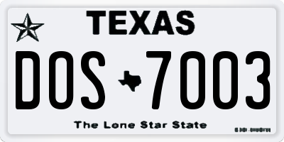 TX license plate DOS7003