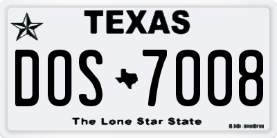 TX license plate DOS7008