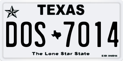 TX license plate DOS7014