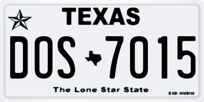 TX license plate DOS7015