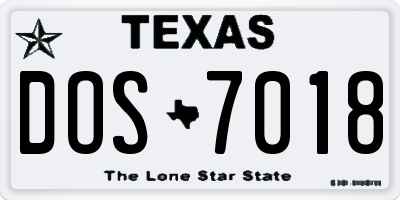 TX license plate DOS7018