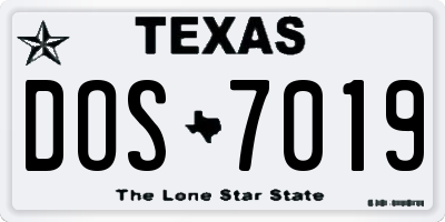 TX license plate DOS7019