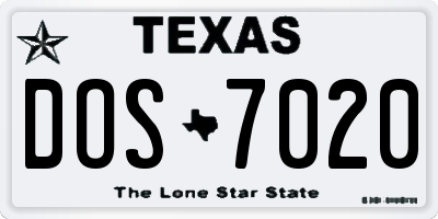 TX license plate DOS7020