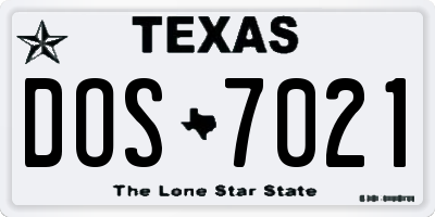 TX license plate DOS7021