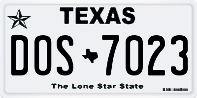 TX license plate DOS7023