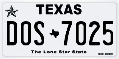 TX license plate DOS7025