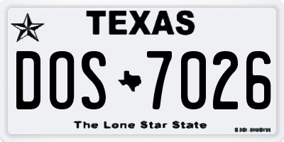 TX license plate DOS7026