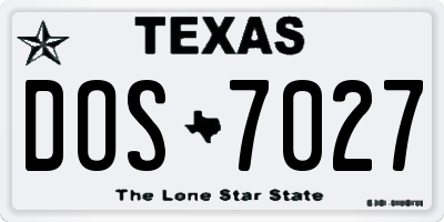 TX license plate DOS7027