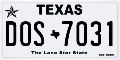 TX license plate DOS7031