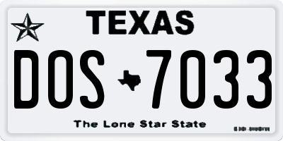 TX license plate DOS7033