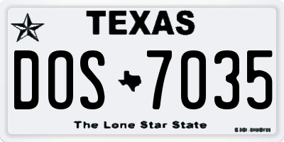 TX license plate DOS7035