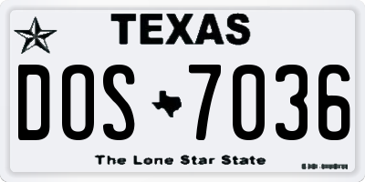 TX license plate DOS7036