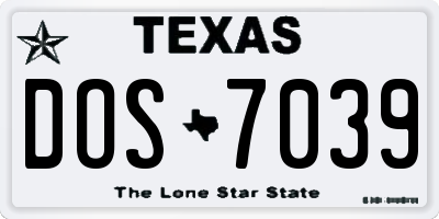 TX license plate DOS7039