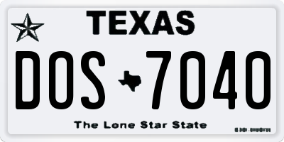 TX license plate DOS7040