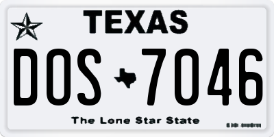 TX license plate DOS7046