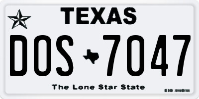 TX license plate DOS7047