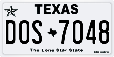 TX license plate DOS7048