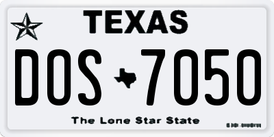 TX license plate DOS7050
