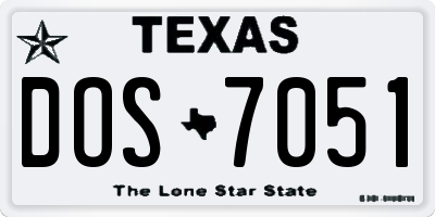 TX license plate DOS7051