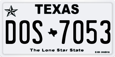 TX license plate DOS7053