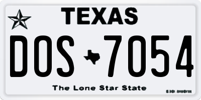 TX license plate DOS7054