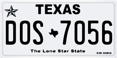 TX license plate DOS7056