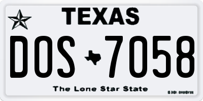 TX license plate DOS7058