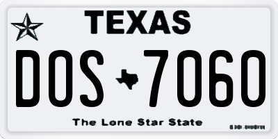 TX license plate DOS7060