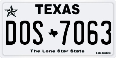 TX license plate DOS7063