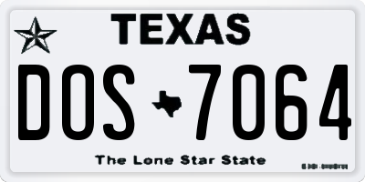 TX license plate DOS7064