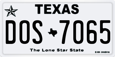 TX license plate DOS7065