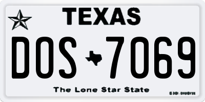 TX license plate DOS7069