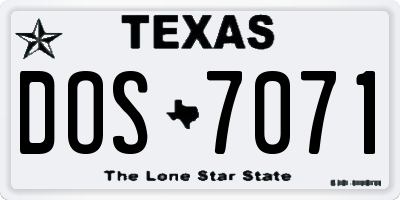 TX license plate DOS7071
