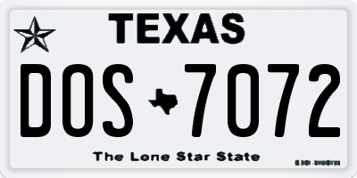TX license plate DOS7072