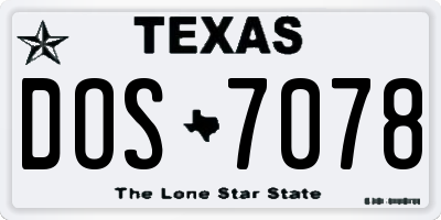 TX license plate DOS7078