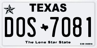 TX license plate DOS7081