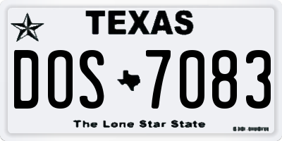 TX license plate DOS7083