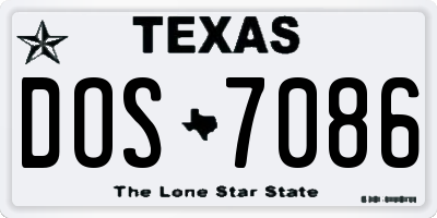 TX license plate DOS7086