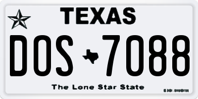 TX license plate DOS7088