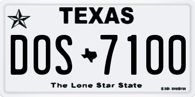 TX license plate DOS7100