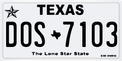TX license plate DOS7103