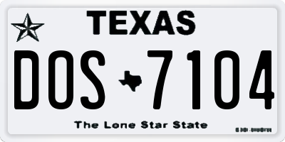 TX license plate DOS7104