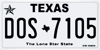 TX license plate DOS7105