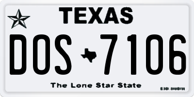 TX license plate DOS7106