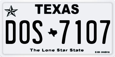 TX license plate DOS7107