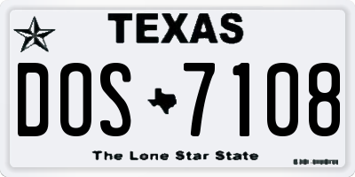 TX license plate DOS7108