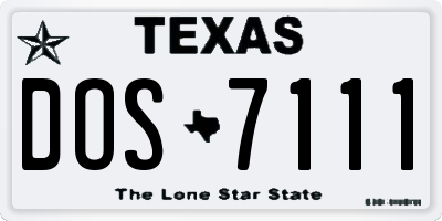TX license plate DOS7111