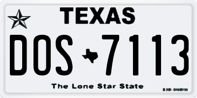 TX license plate DOS7113