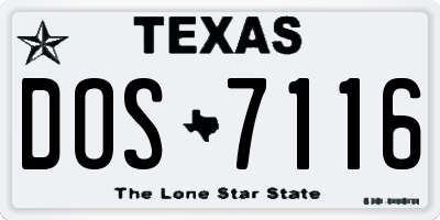 TX license plate DOS7116
